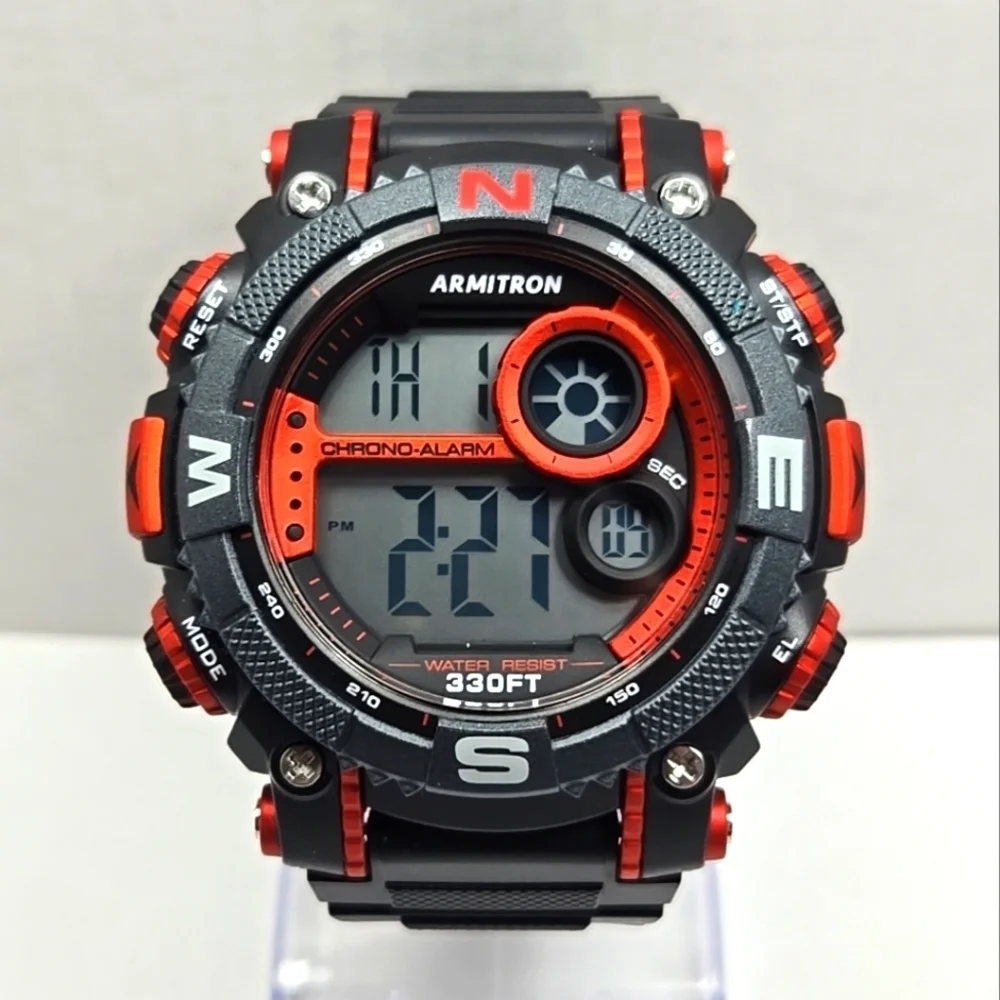 Mens Armitron Sport Digital Chronograph Watch Works Month Day Date Alarm
